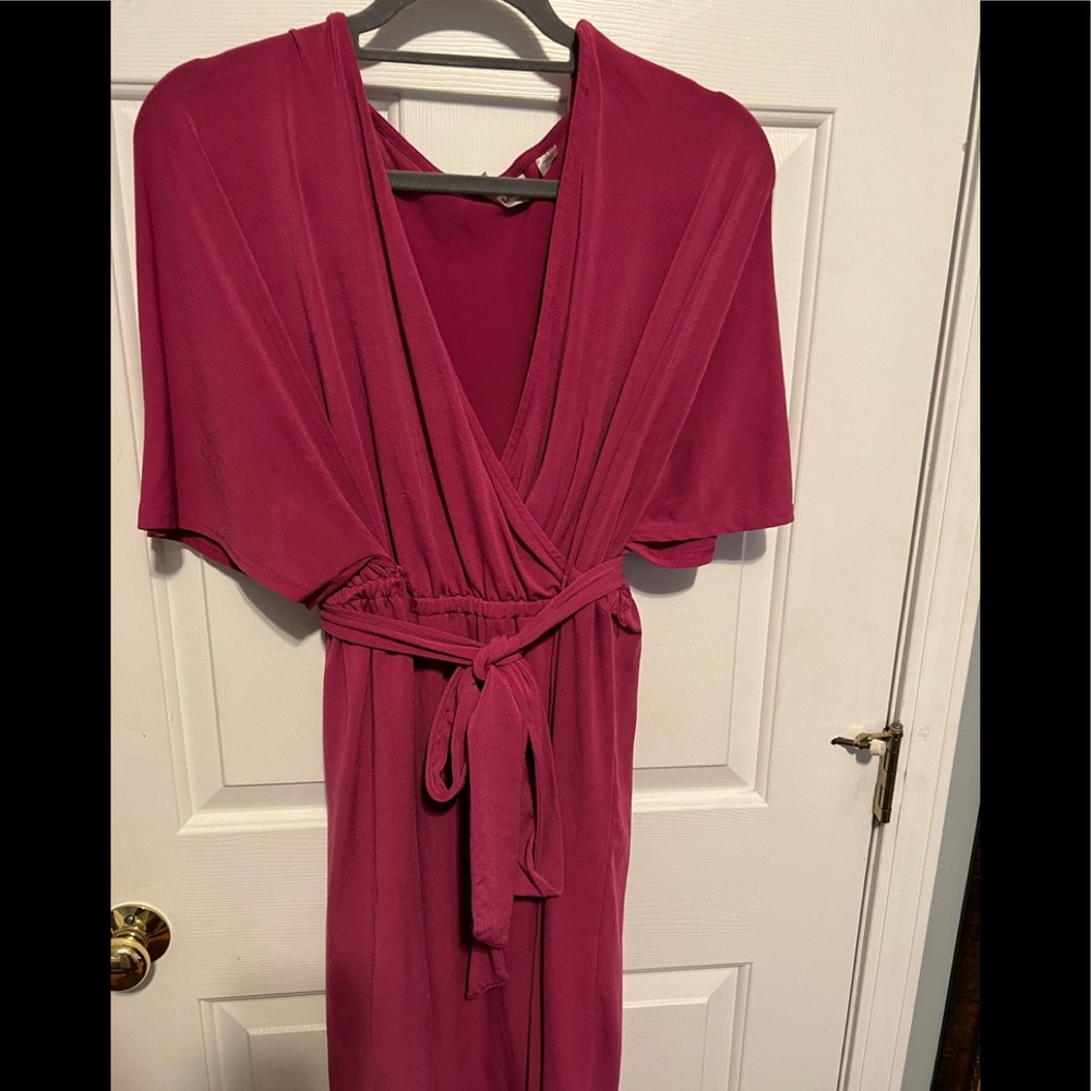 Magenta faux wrap dress